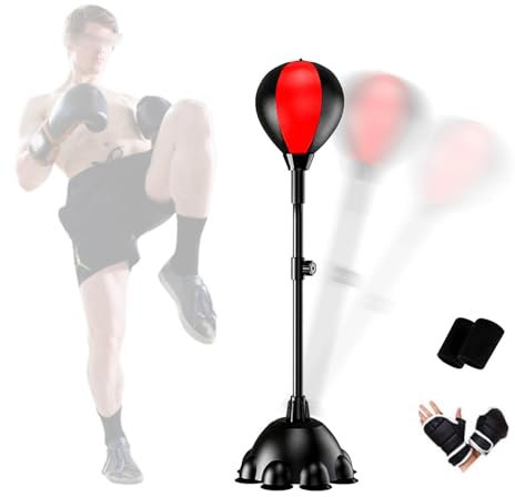 MBBTAG Punchingball Erwachsene Punchingball Boxstand Standbox Boxtraining Höhenverstellbarer Einfach Punchingball Stehend Zusammenzubauen Punchingball Mit Ständer Stress Abbauen(Schwarz)