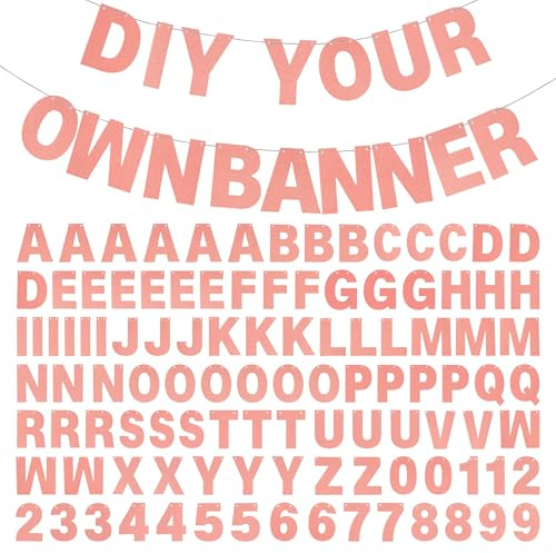 DIY Banner Kit with Letters Glitter Rose Gold Customizable Birthday Graduation Banner Custom Party Hanging Banners for Graduation Wedding Party Baby Shower Decoration (Rose Gold)