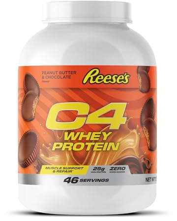 Cellucor C4 Whey Protein Powder, Reese's Peanut Butter & Chocolate, 25g Protein, Low Sugar, Post-Workout Recovery, 46 Servings