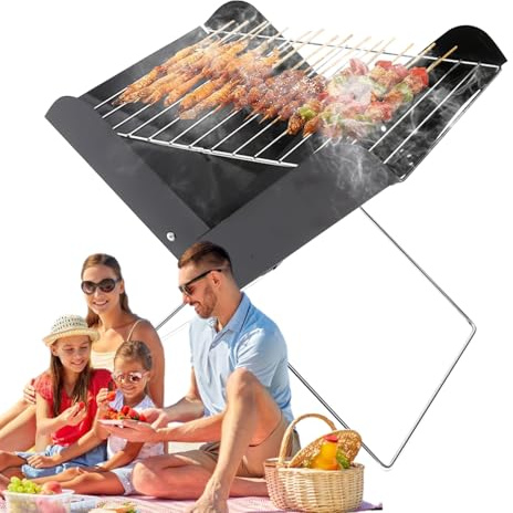 Tragbarer Grill - Faltbarer Holzkohlegrill Für Das Außenkochen | Hochleistungs -Metallgrillgrill Für Camping -Picknickreisen | Kompaktes Desktop -Feuergrill Für Das Grillen Im Hinterhof | Tragbare