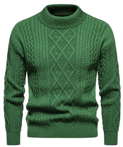 Maglione Uomo Girocollo, Maglione Lavorato a Maglia Maglione Uomo Invernali Pullover a Maglia Grossa con Maniche Raglan Lavorato a Maglia Sweater Caldo Casual Felpa Uomo Senza Cappuccio Golfino