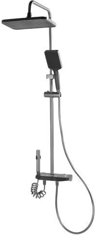 Bewinner Thermostatic Shower System with Rain Shower Head and Handheld Sprayer, High Pressure Bathroom Faucet Set in Grey, Complete Kit with Temperature Control for Home