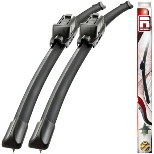 RECAMBO Scheibenwischer vorne passend für Dacia Sandero III DJF BJ ab 2021 400/600 mm (16/24 Zoll) Flachbalkenwischer 2er-Set - klare Sicht - leiser Lauf - einfache Montage - langlebige Gummimischung