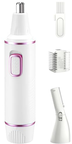 Nasenhaartrimmer Frauen, Nasenhaarschneider Ohrhaarschneider, 2 In 1 Professioneller Schmerzloser Nasen und Gesichtshaartrimmer, Dual Edge Klingen, IPX7 Wasserdicht, Einfache Reinigung