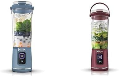 Ninja Blast Blender portable, 530 ml, couvercle résistant aux fuites et bec verseur, mini blender sans fil puissant, rechargeable, smoothies, shakes, mixe fruits et glaçons, BC151EUNV + BC151EUCR
