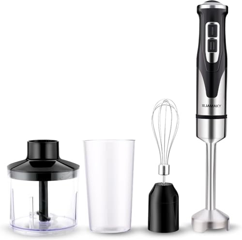 Batidora De Mano, Batidora De Mano 4 En 1 2000w, 2 Velocidades De Licuado, Cuchillas De Acero Inoxidable 304, Vaso De Precipitados De Plástico Sin Bpa, para Comida para Bebés, Batidos, Sopa