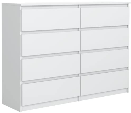 MebLocker Commode 100 cm, 8 tiroirs, Blanc