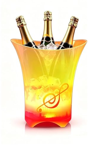DASIAUTOEM Seau à glace LED multicolore 5 l, seau à champagne avec haut-parleur dégradé de couleur, pour refroidir le champagne, le vin, les boissons, la bière, les bars, les clubs