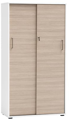 Schildmeyer Aktenschrank Metz 702096, abschließbar, weiß matt/Canello Eiche Dekor, 80 x 38,2 x 150 cm