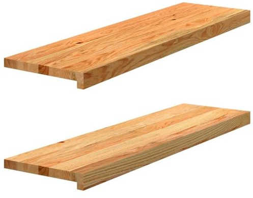 XHNIFBN 2 escalones de madera maciza de roble – 90 x 25 x 2 cm – Placas escalonadas para renovación de escaleras y alféizar de ventana – Madera auténtica lacada marrón claro para interiores y