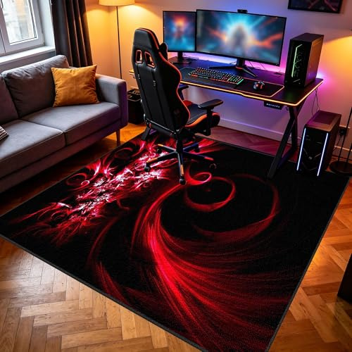 Gaming-matta för lekrum, 160 x 180 cm/62,99 x 70,87 tum kort lugg, tvättbar halkfri matta för spelstol, kontor, lekområde, gamer halkfri dörrmatta dekoration, spelområdesmatta