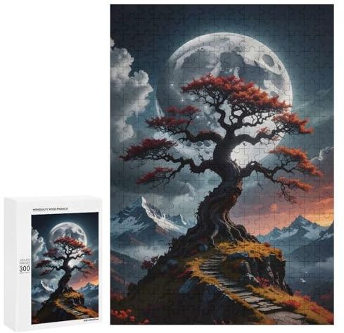 Japanese Bonsai Tree Moon – Displayable Picture Puzzle, 300 PCS, Gift for Winter Evenings, for Screen-Free Relaxation at Home