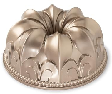 NordicWare 53237 - Molde para bizcocho de aluminio, diseño fleur de lis, 17 x 33 cm