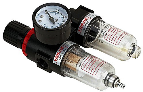 1/4 Druckminderer Filter, Druckluft Druckminderer Filter, 1/4 Druckluft Wasserabscheider, Druckluftregler Filter, für Kompressor Filter und Luftwerkzeuge, mit Manometer Zubehör