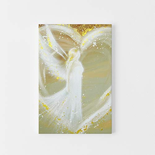 Henriettes-ART Engel Bilder auf Leinwand: Weg ins Herz Mutter Tochter Weihnachtsgeschenke - für Frauen, Beste Freundin,Taufgeschenke für Mädchen, Geschenke zur Geburt, Engelbilder (20 x 30 cm)