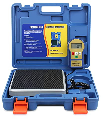 BACOENG Kältemittelwaage 100KG Für HVAC, Kältemittel Waage mit hintergrundbeleuchteter LCD-Anzeige, mit 9 V-Batterie