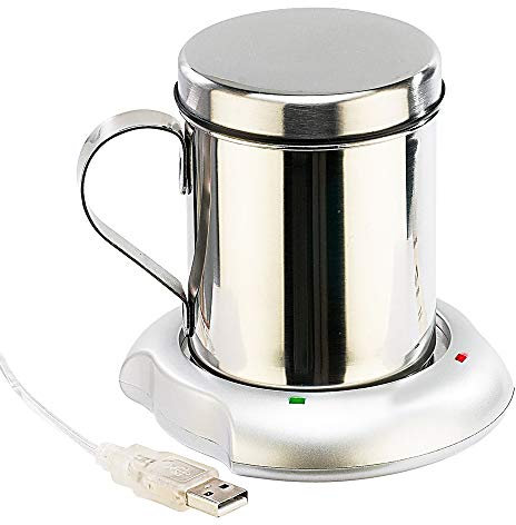 MostroMania - Scaldatazze Elettrico - Presa USB - Tazza Termica - Scalda-Caffè - Scaldino - Piastra Riscaldante - Thermos Acciaio - Accessori Casa e Ufficio - Idee Regalo di Compleanno per Lui e Lei