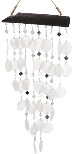 GURU SHOP Muschel Mobile, Ethno Windspiel, Sonnenfänger - Weiß, 60x30x2 cm