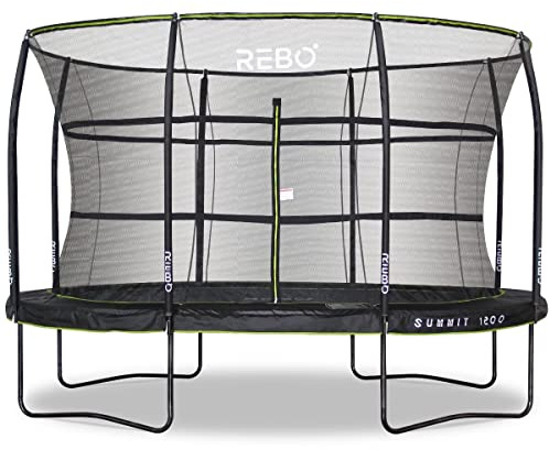 Rebo® Summit Oval Trampoline and Safety Enclosure - 8ft x 12ft - Summit 1200 | OutdoorToys | Kids' Outdoor Trampoline for Gardens, Enclosure Included, Children's Play Equipment