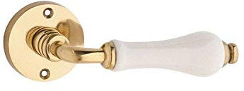 B&M Ensemble de leviers traditionnels vintage en laiton sur rosace avec poignée en porcelaine ivoire 50 mm