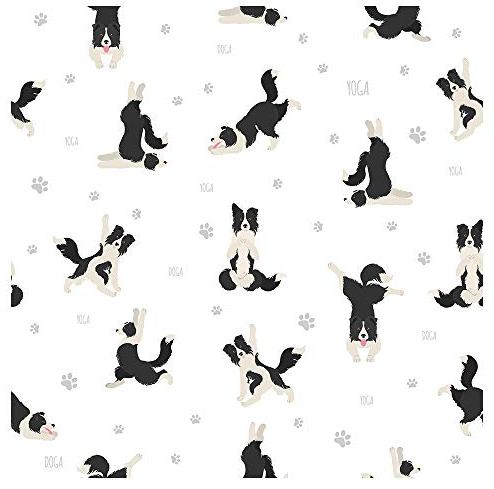 murando Vlies Tapete Kinderzimmer Tiere Deko Panel Fototapete Wanddeko 10 m Tapetenrolle Mustertapete Wandtapete modern design Dekoration - Hunde Yoga weiß schwarz g-B-0148-j-a