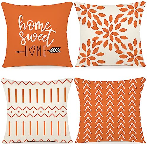 YCOLL Kissenbezug 4er Set Kissenbezüge leinen Kissenhülle Dekokissen für Sofa Gartenbett Couch Kissen 40x40cm