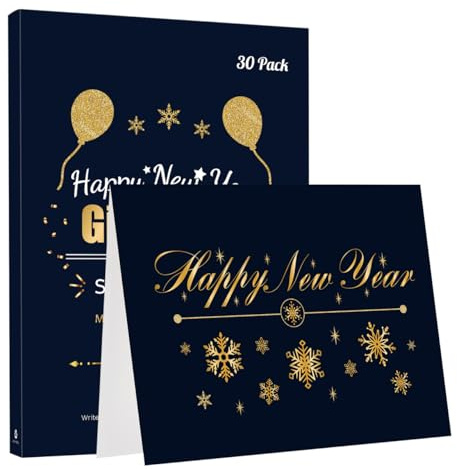 STOBOK 30Pcs New Year Cards with Envelopes 2026, 18 x 13 cm Greeting Cards Blank Thicken Christmas Postards for New Year Festival Party Banquet