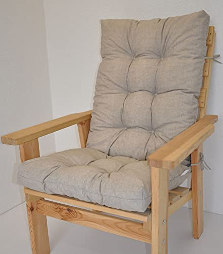 Rattani Polster für Gartenstuhl, Liegestuhl, Schaukelstuhl Sevila, Hochlehner Auflage, Gr. 125 x 55 cm, Colore Grigio tenue (Soft grau)