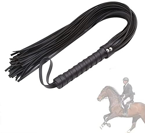 JYFanse Fouet en Cuir de Cheval - Fouets en Cuir Noir pour Cosplay - Fouet à fessée en Cuir léger pour Jouer à Cheval, équitation, entraînement, représentations sur scène, Cosplay