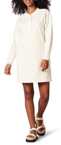 Amazon Essentials Vestido Tipo Sudadera de Punto Henley (Disponible en Tallas Grandes) Mujer, Cáscara de Huevo, XS