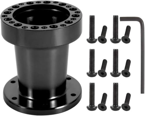 TKSE Buje del Volante del Automóvil, 3 Pulgadas Kit de Adaptador de Eje del Volante del Espaciador de Aluminio (Negro)