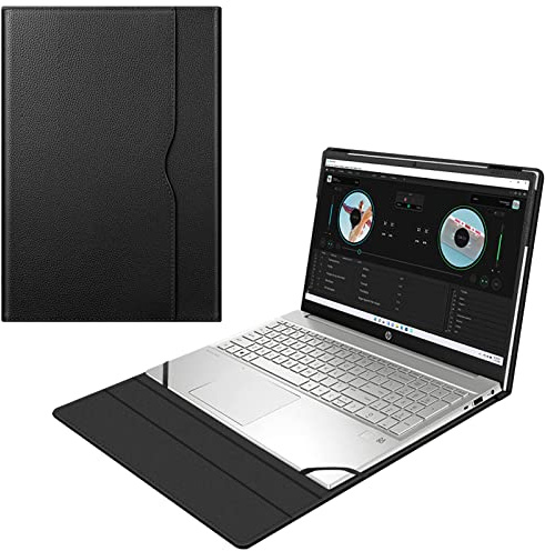 Fintie Sleeve Case for 15.6 HP Pavilion 15-EGxxx 15t-eg000 / HP Pavilion 15-EHxxx 15z-eh000 Series - Premium PU Leather Protective Portfolio Book Cover, Black