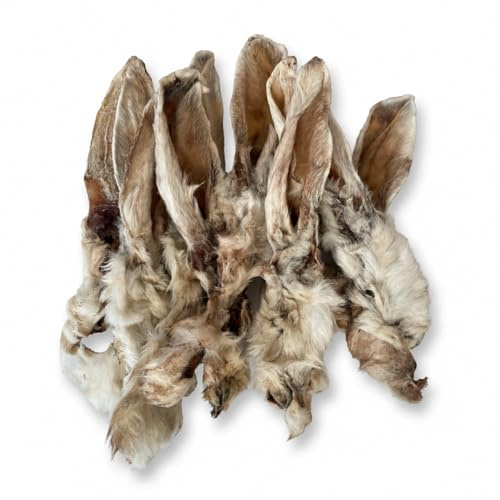 Kaninchenohren für Hunde 2,5kg, getrocknete Hasenohren mit Fell, proteinreicher Kausnack, natürlicher Hundesnack für Zahnpflege, Barf & intensives Kauen