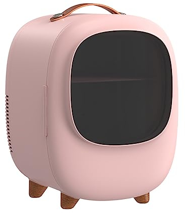 MegLob 8L Retro Mini Refrigerador, Desktop Personal Descripción De Productos Para El Cuidado De La Piel Nevera De Belleza, Medicina De Bebidas De La Láspides 8 * 330 Ml,Rosado