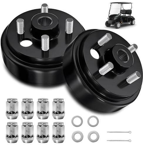 MOSNAI 0.75 Inch 24 Splines Hole Golf Cart EZGO TXT Brake Drum Hub Assembly for 1982-up Electric & 1982-1993 2-Cycle Gas Golf Cart, Replace OEM# 19186G1 19186G1P 17082G2 17298G1