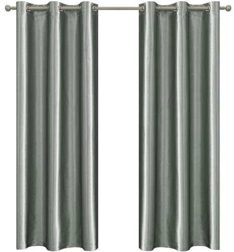 Ystyle 2 Pezzi Tende Oscuranti Da Interno, Termiche Isolanti per Camera Da Letto, Fonoassorbenti, 117x137 cm, Grigio Chiaro