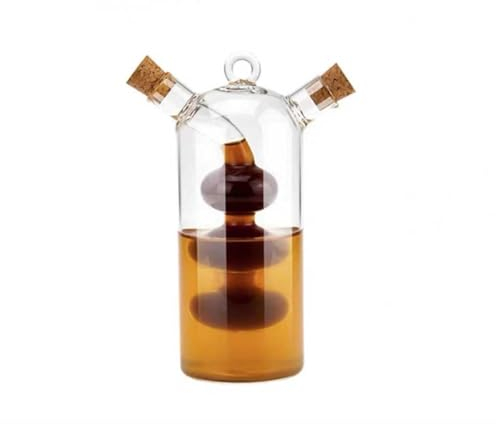 BRYER Aceitera y Vinagrera 2 en 1 Recipiente,vinagre de Vidrio Transparente y Botellas de Aceite, Botella dispensadora de Aceite de Doble Boquilla para Recipiente de Cocina(Size:Estilo C)