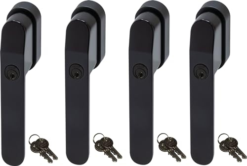 ABUS FG400BK, abschließbarer Fenstergriff in schwarz im Set 4 Stück, alle gleichschließend AL0125 mit acht Schlüsseln