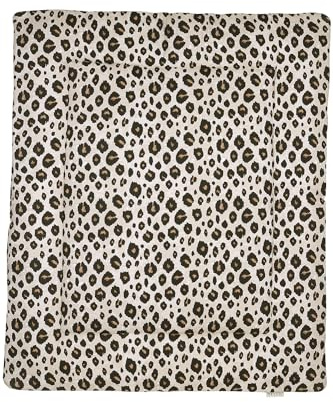 Meyco Baby Leopard Laufgittereinlage (Doppelseitiges Design, maschinenwaschbar, trocknergeeignet, Bezug aus 100% Baumwolle, Wattierung aus 100% Polyester, Größe: 80 x 100 cm), Sand Melange