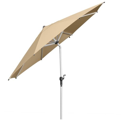 anndora Aluminium Sonnenschirm 350 cm mit Kurbelsystem und Kippfunktion - runder Sonnenschirm Knickschirm 3,5m Durchmesser - Farbe Dark Natural