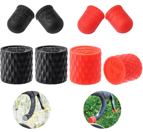 Saipe 4Pcs Road Bike Handlebar End Cover + 4Pcs Bicycle Brake Handle Protect Cover, Silicone Handlebar End Sleeve Anti-Slip Handlebar End Cap Bike Accessories for Most Bikes (Black+Red)