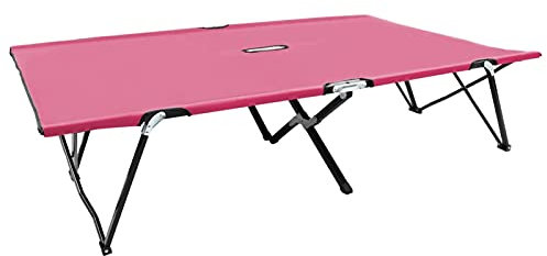 Homgoday Klappbare Sonnenliege für 2 Personen Doppelliege Gartenliege Relaxliege Strandliege Liegestuhl Balkonliege Freizeitliege Liege für Garten Balkon Terrasse Rosa Stahl