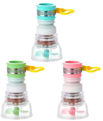 Lot de 3 filtres de robinet rotatifs à 360° - Rétractables pour cuisine et salle de bain - Élimine les impuretés de l'eau
