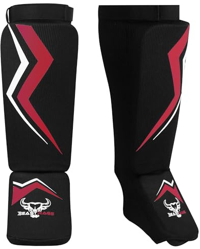 Espinilleras para Kickboxing, Almohadillas de Protección del Empeine para Entrenamiento de Muay Thai MMA, Boxeo de Artes Marciales, Protector de Pie de Pierna Acolchado Elástico para Karate BJJ