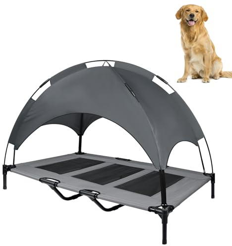 Froadp Hundebett Outdoor Hundeliege Erhöhtes Haustierbett mit Baldachin Hundebetten Schlafplätze & Möbel für Hunde Hundesofa Katzenliege Katzenbett bis zu 60 kg (XL - 122 x 92 x 102 cm)