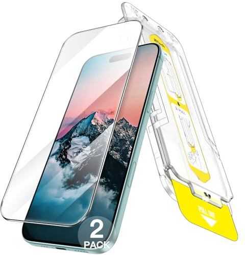 JETech Schutzfolie für iPhone 16 Plus, 2 Stück | Automatische Ausrichtung, 9H Gehärtetes Glas Displayschutzfolie, HD Klar, Kratzschutz