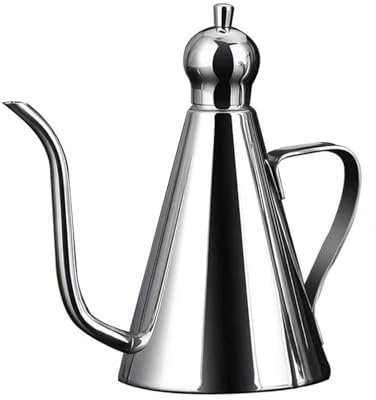 WJUHYGTF 500/1000Ml Ölkanne Speiseölkanne, Mit Langem Mund Edelstahl Öl Flaschen Ölflasche Essig Und Ölspender Olivenöl Flasche Für Küche Café Hotel Restaurant,1L