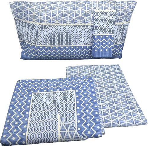Bettwäsche-Set aus Baumwollflanell, 75 % Baumwolle, 25 % Polyester, warm und weich, Flanell-Baumwolle, geometrisch, blau, französisches Bett