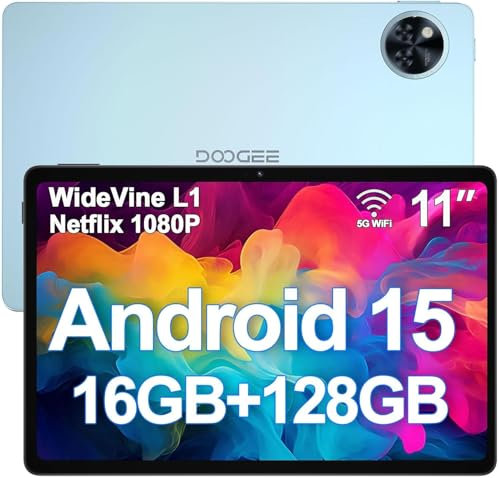 DOOGEE U11 Android 15 Tablet 11 Zoll 16GB RAM +128GB ROM (2TB TF) 8580mAh Gaming Tablet Android, 13MP+5MP, Octa-Core Tablets PC 2.4G+5G WLAN GMS/ WidevineL1/ 3.5mm Audio/GPS/Face ID/OTG [2025]