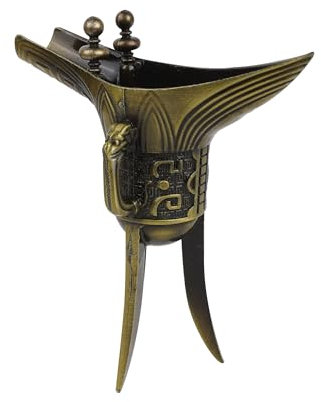 JANKOW Copa de vino retro de bronce antiguo, copa de vino vintage de estilo chino, copa triangular, copa de vino chino vintage (1 pieza de color vintage)